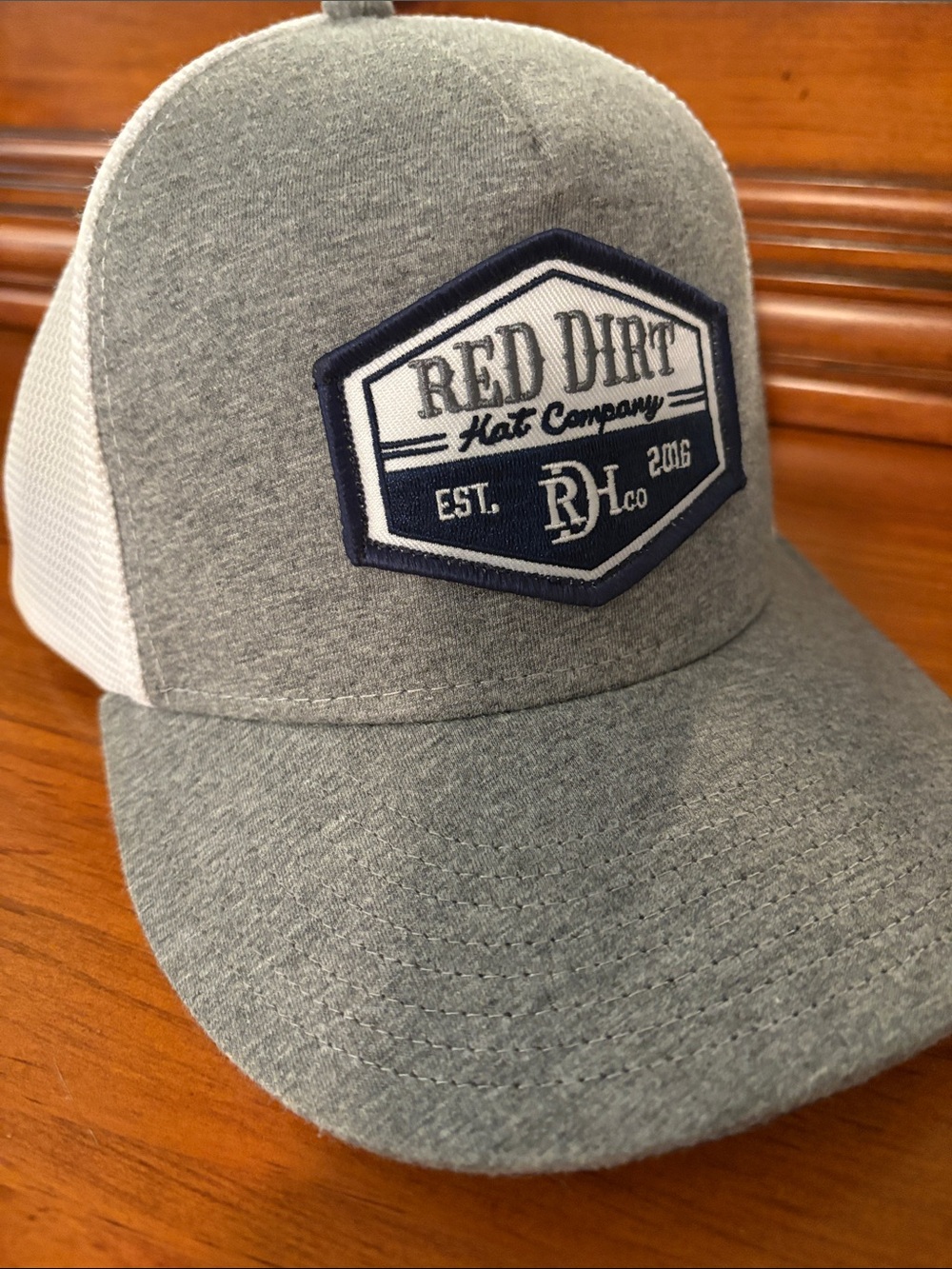 Men's Gray Trucker Cap with White Mesh